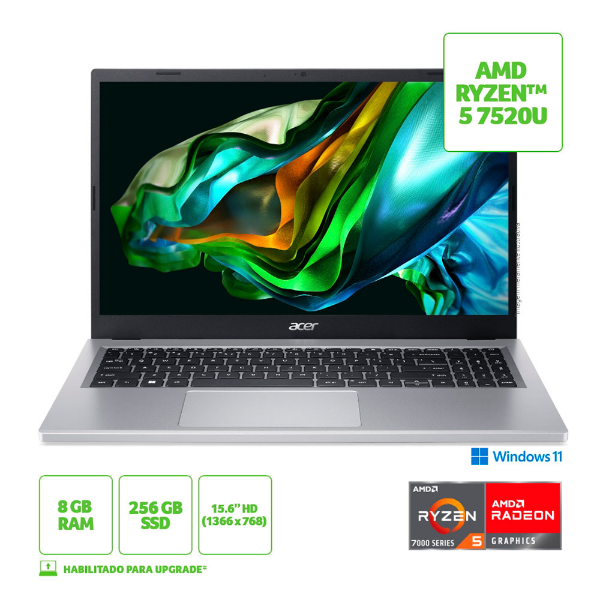 Imagem de NOTEBOOK ACER ASPIRE 3 15,6" HD A315-24P-R611/ R5-7520U/ 8GB/ 256GB SSD/ WIN 11 HOME