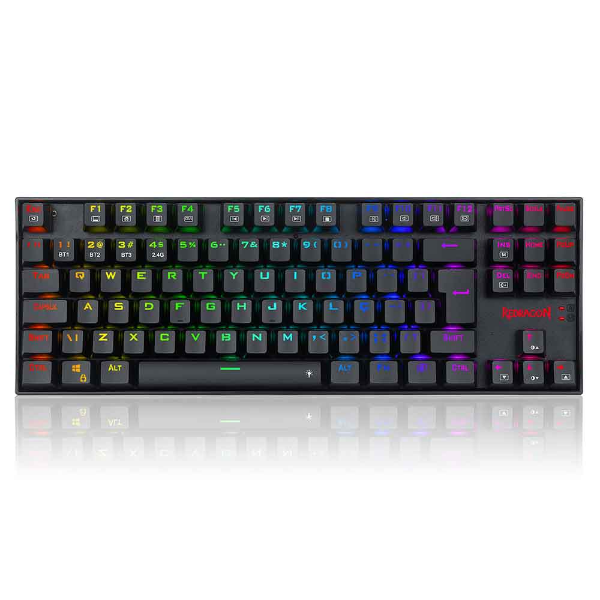 Imagem de Teclado Sem Fio Gamer Mecânico Redragon Kurama Pro Wireless, Bluetooth, Switch Blue, ABNT2 - Preto - K552RGB-BRS-B (PT BLUE)