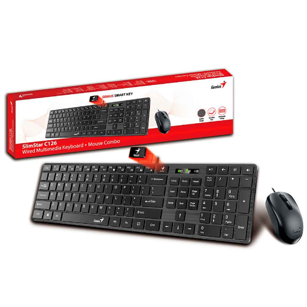 Imagem de KIT MOUSE E TECLADO MULTIMIDIA GENIUS SS-C126 COM FIO USB