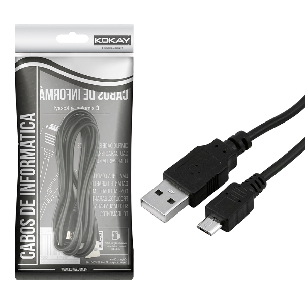 Imagem de Cabo Usb Cabo Chipsce Usb V8 Xmicro Usb 5pin 1.8m Preto