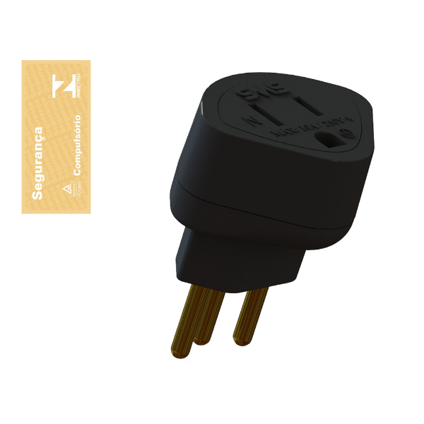 Imagem de Adaptador Tomada Sms Padrao Novo-64120 Preto Blister