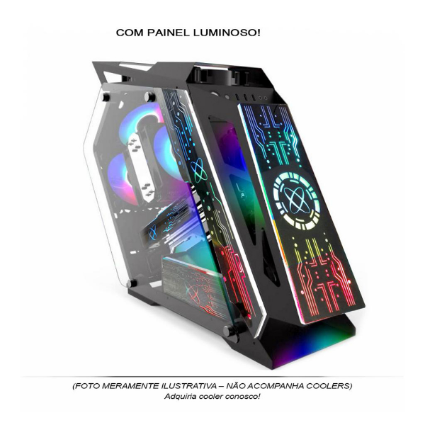 Imagem de Gabinete Gamer Pixxo Gs Lumine Lkl06p Preto Rgb Later Vidro