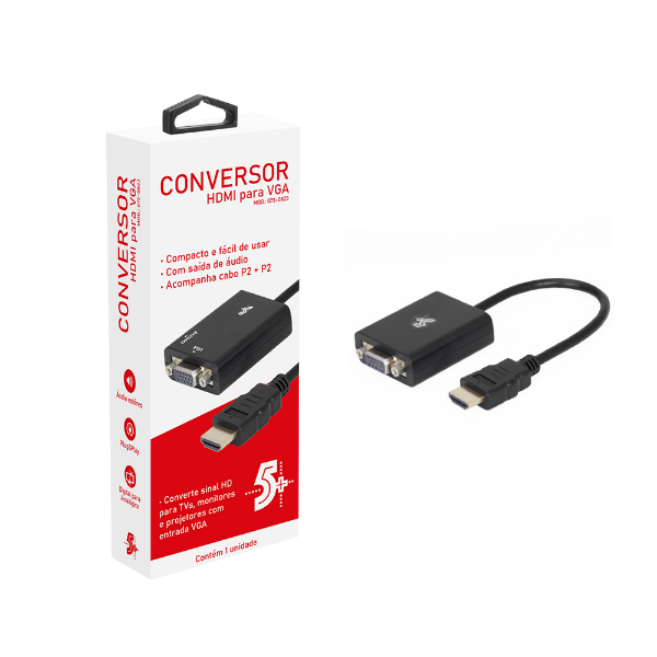 Imagem de Conversor De Video Chip Sce Hdmi Para Vga Saida R/L C/ Cabo P2st - 075-0823