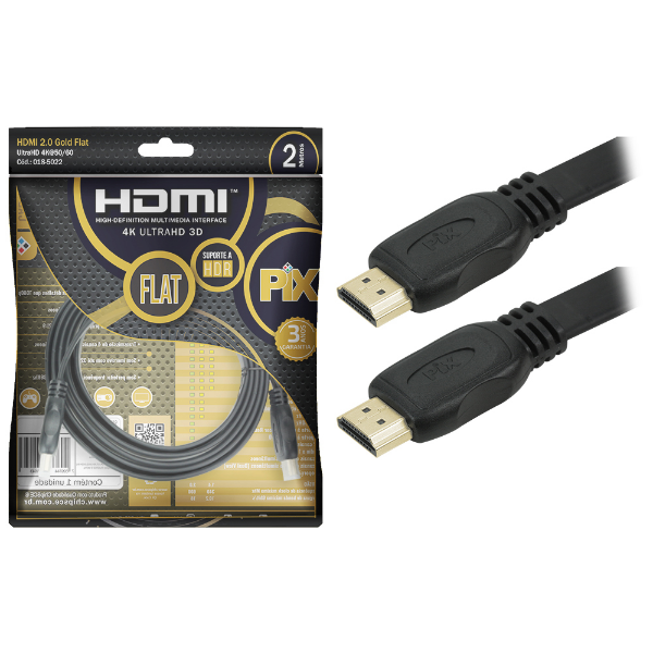 Imagem de Cabo Chip Sce Hdmi Flat 2.0 19 Pinos 4k 2 Metros - 018-5022