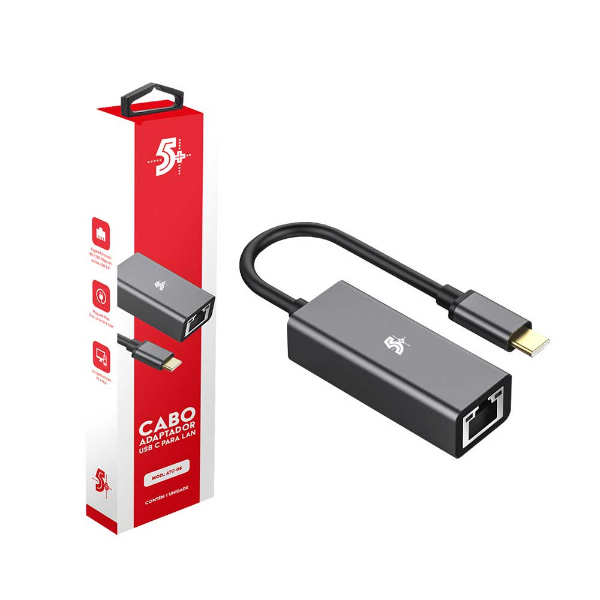 Imagem de Cabo Adaptador Usb C Para Lan 5+ 10/100/1000mbps - 018-7550