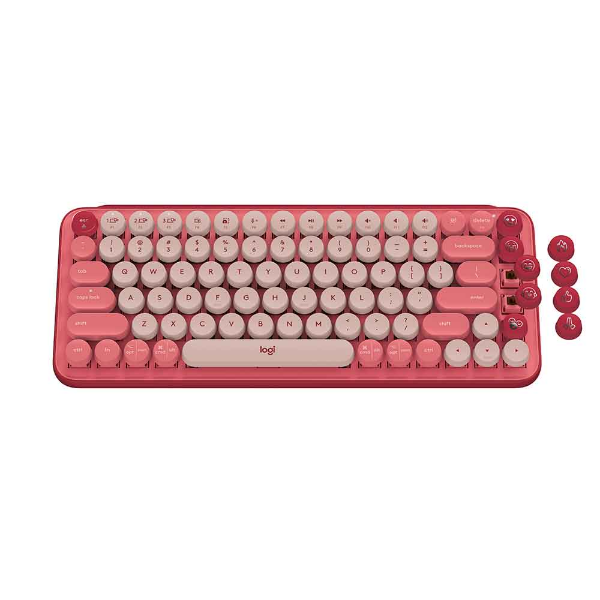 Imagem de Teclado Mecanico Sem Fio Logitech Pop Keys - Rosa Heartbreaker - 920-010712