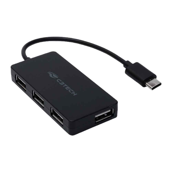 Imagem de Hub Usb 2.0 C3tech 4 Portas Usb-Usb C Preto - Hu-C200bk