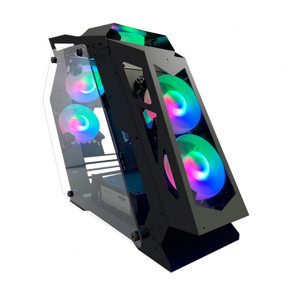 Imagem de Gabinete Gamer Pixxo Gs Preto Rgb C/ Fans Lateral Vidro -  Htlk6s21a6