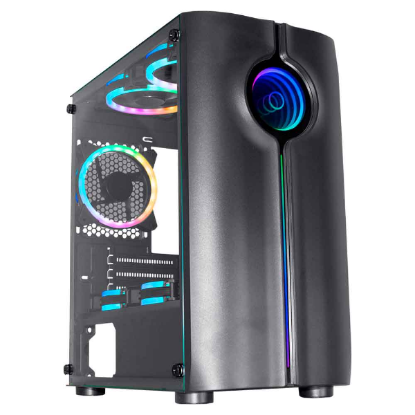 Imagem de Gabinete Gamer K-Mex Cg-01me Reactor Infinite 02 Led Rgb Preto - Cg01merh0010b0x