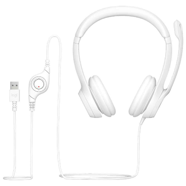 Imagem de Headset Com Fio Usb Logitech H390 - Branco - 981-001285