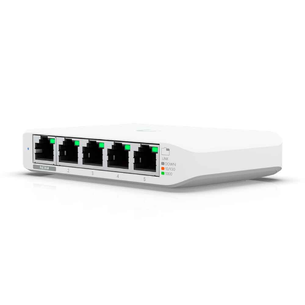 Imagem de SWITCH UBIQUITI GERENCIAVEL 05 PORTAS GIGABIT USW-FLEX-MINI POE IN