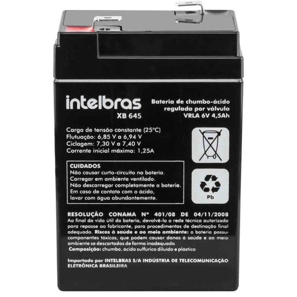 Imagem de Bateria De Chumbo-Acido Intelbras Xb 645, 6v, 4.5 Ah, Vrla - 4860011