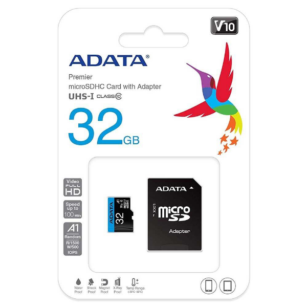 Imagem de CARTAO DE MEMORIA SD ADATA CLASS 10UHS-I 32GB (MICRO + ADAPTADOR) AUSDH32GUICL10-RA1