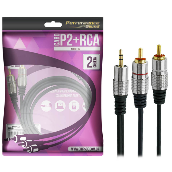 Imagem de Cabo P2 Cabo Audio Estereo P2 X2rca 2mts