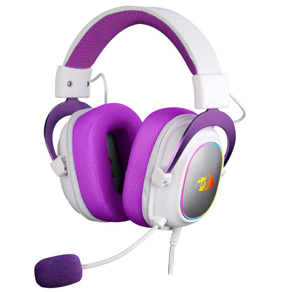 Imagem de HEADSET GAMER REDRAGON ZEUS USB BRANCO C/ ROXO RGB - H510WP-RGB