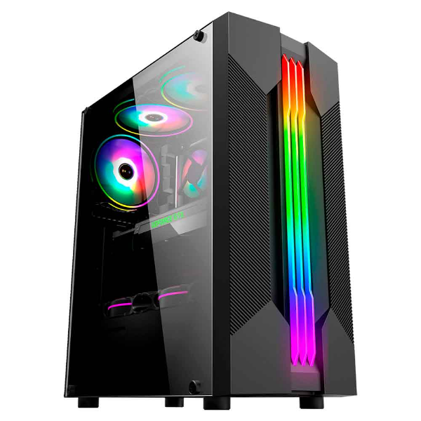 Imagem de Gabinete Gamer K-Mex Cg-01a9 Bifrost 6 Led Rgb Preto - Cg01a9rh0010b0x