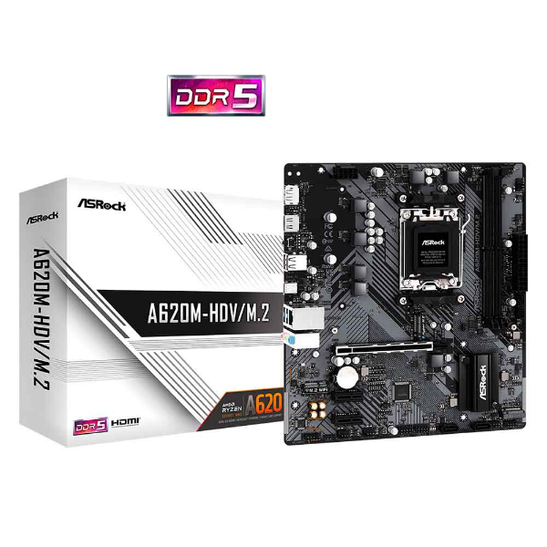 Imagem de Placa Mae ASRock A620M-HDV/M.2, DDR5, AM5, Micro ATX