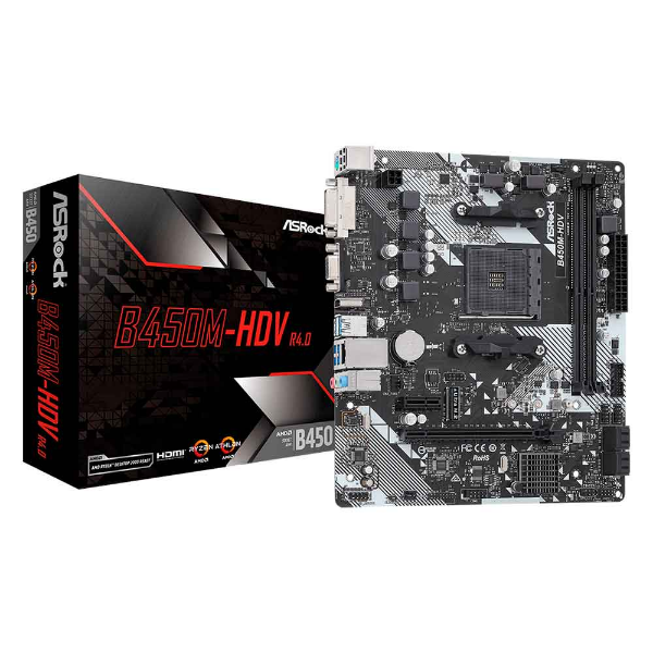 Imagem de Placa Mae AsRock B450M-HDV R4.0, DDR4, AM4, Micro ATX