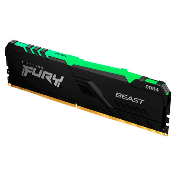 Imagem de Memoria Kingston Fury Beast RGB Black, 16GB, DDR4, 3200MHz, 1.35V, Desktop - KF432C16BB12A/16