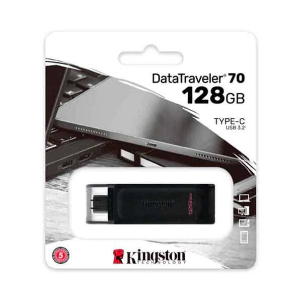 Imagem de PEN DRIVE KINGSTON DATATRAVELER 70 128GB USB-C - DT70/128GB