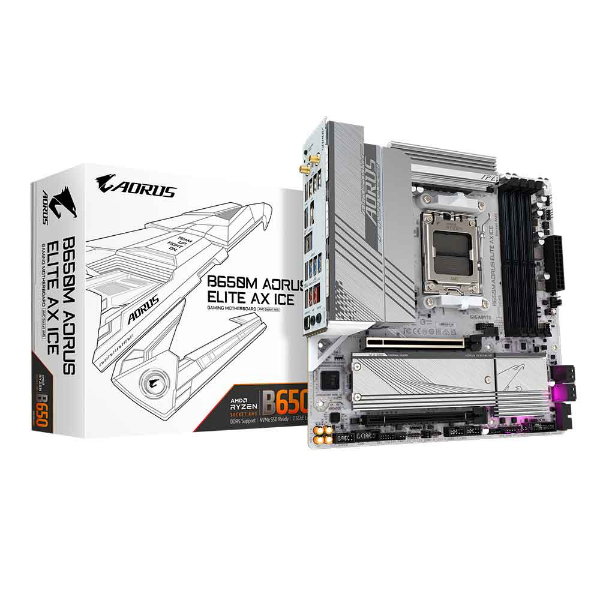 Imagem de Placa Mae Gigabyte B650M Aorus Elite AX Ice R1.0, DDR5, AM5, Micro ATX