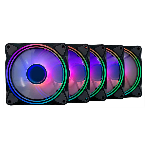 Imagem de KIT FAN COOLER GAMER ONE POWER RADIANT X5 COM 5 FANS RGB PRETO