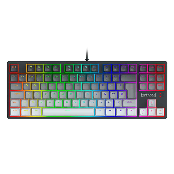 Imagem de TECLADO REDRAGON MECANICO GAMER DAKSA PRETO E CINZA RGB COM SWITCH MARROM K576GG-RGB (PT-BROWN)