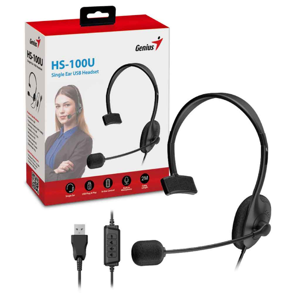 Imagem de FONE DE OUVIIDO MONO COM MIC GENIUS HS-100U USB