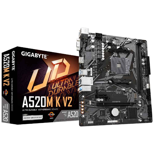 Imagem de Placa Mae Gigabyte A520M K V2 R1.1, DDR4, A4, Micro ATX