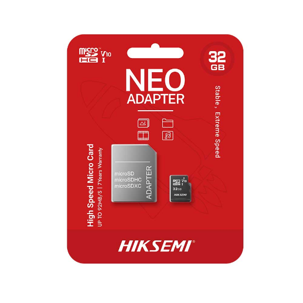 Imagem de Cartao de Memoria microSD Hiksemi NEO HS-TF-C1, 32GB, MicroSDHC + Adaptador - HS-TF-C1/32G/ADAPTER