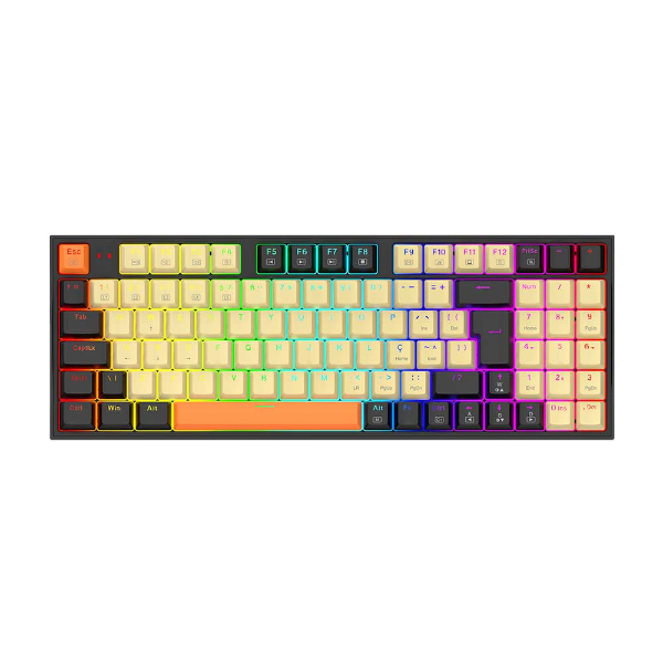 Imagem de TECLADO REDRAGON MECANICO GAMER REDRAGON KITAVA RGB PRETO BEJE E LARANJA SWITCH MARROM K636CLO-RGB