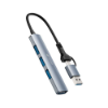 Imagem de HUB USB C3TECH 3.0 4 PORTAS COM CONECTOR ALTERNAVEL HU-C500GY CINZA