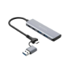 Imagem de HUB USB C3TECH 3.0 2 PORTAS USB-A E 2 USB-C COM CONECTOR ALTERNAVEL HU-C600GY CINZA