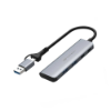 Imagem de HUB USB C3TECH 3.0 2 PORTAS USB-A E 2 USB-C COM CONECTOR ALTERNAVEL HU-C600GY CINZA