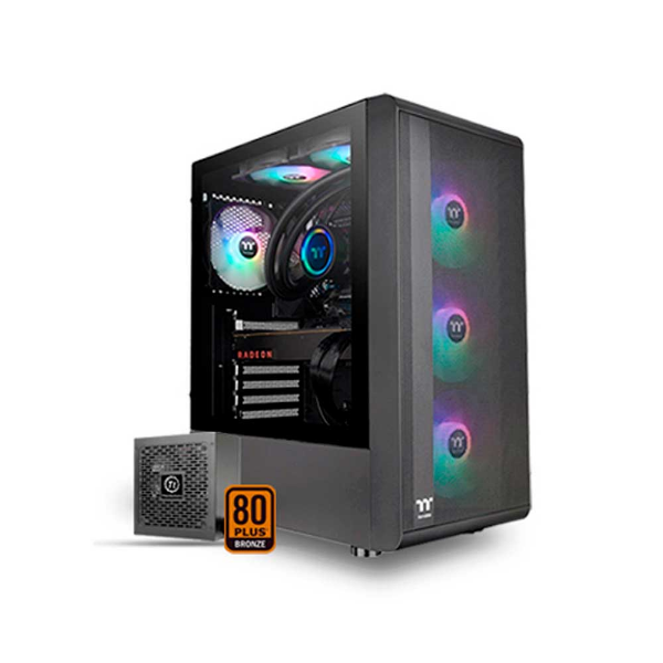 Imagem de GABINETE GAMER THERMALTAKE S200TG ARGB MID T. TGLASS BLACK C/ FONTE  650W - CA-3X2-65M1WZ-00