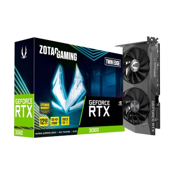 Imagem de PLACA DE VIDEO ZOTAC GEFORCE RTX 3060 TWIN EDGE 12GB GDDR6 192BITS ZT-A30600E-10M