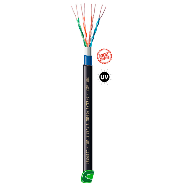 Imagem de CABO DE REDE CAT5E F-UTP CMX LANDUTTI DUPLA CAPA BLINDADO 500M PT CONDUTTI
