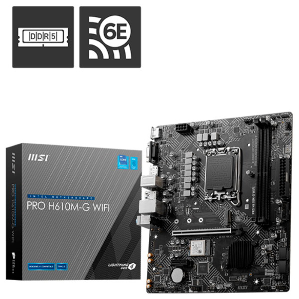 Imagem de PLACA MAE MSI PRO H610M-G WIFI DDR5 LGA1700 12° 13° E 14° GERACAO