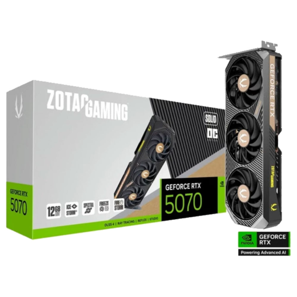 Imagem de PLACA DE VIDEO ZOTAC GEFORCE RTX 5070 GAMING SOLID OC 12GB GDDR7 192BITS ZT-B50700J-10P