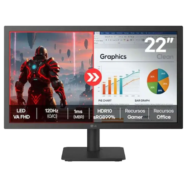 Imagem de MONITOR 21,5" LG 22U403A-BB.AWZRMVZ / FHD / 5MS / 120HZ / HDMI / VESA