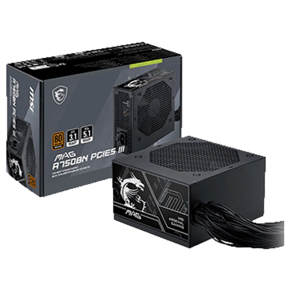 Imagem de FONTE DE ALIMENTACAO MSI 750W MAG A750BN PCIE5 III 80 PLUS BRONZE ATX PCIE 5.0 - 306-7ZPTX19-HD8