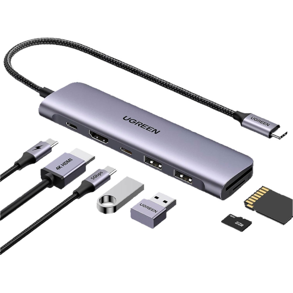 Imagem de HUB USB UGREEN COM 2P USB-A/HDMI/USB-C/USB-C 100W/SD/TF - CM195